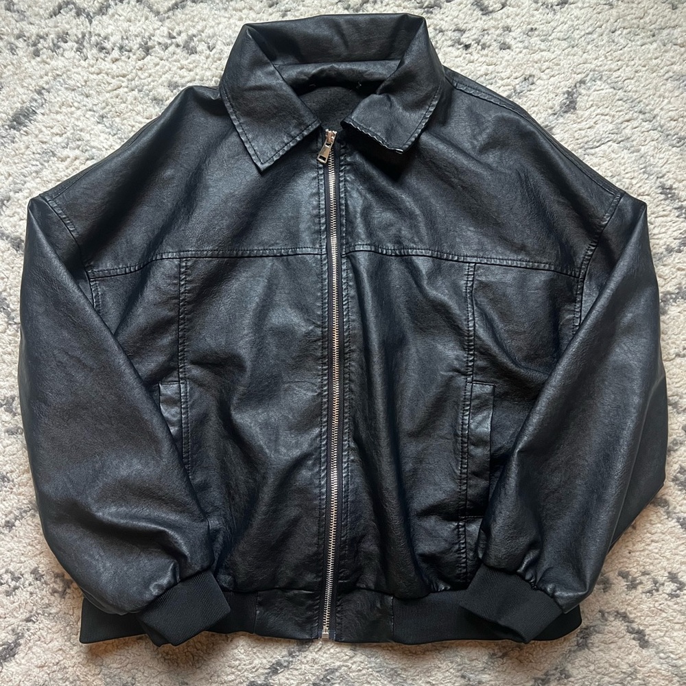 Princess Polly Black Leather Jacket Classic Motorcycle Style